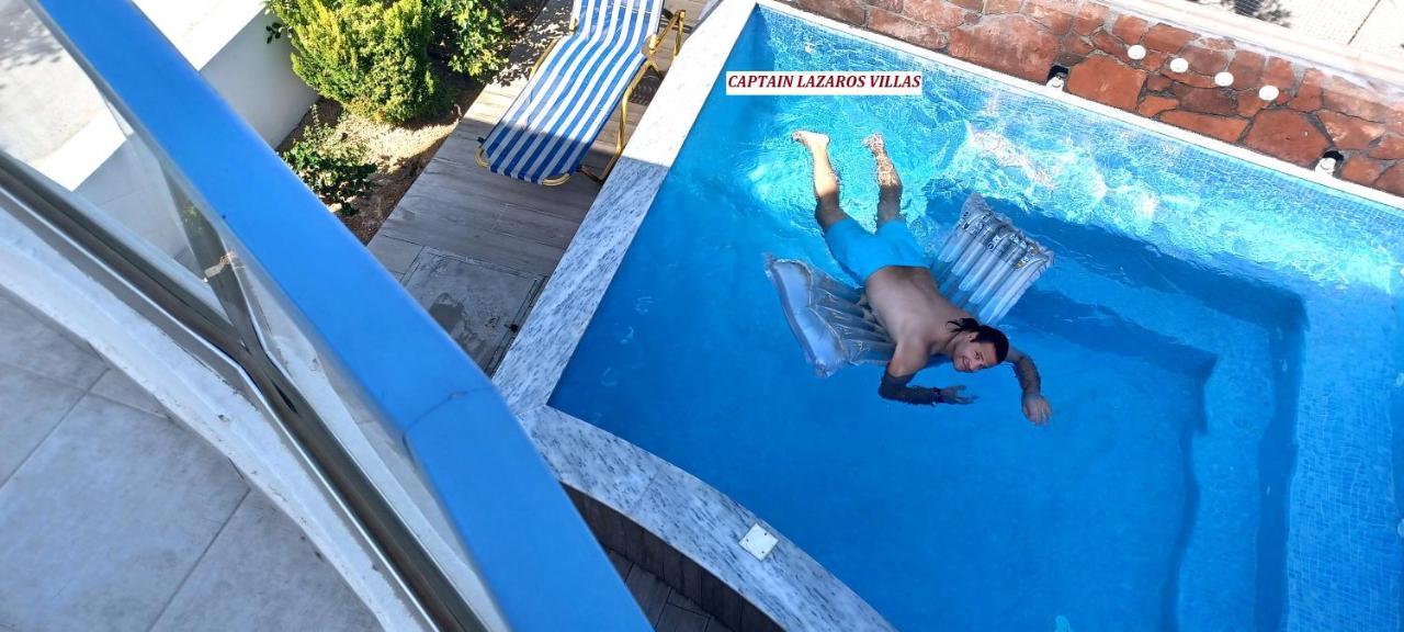 Located By The Sea One Beachfront Private Captain Lazaros Pool Villa With Loft In 750Sqm Spacious Private Plot-Jacuzzi-Sunrelax-Furnished Terace-Gazebo-Private Parking,Sleep 3 Adults And 2 Children, Just Steps From The Black Beach-Seaview Періса Екстер'єр фото