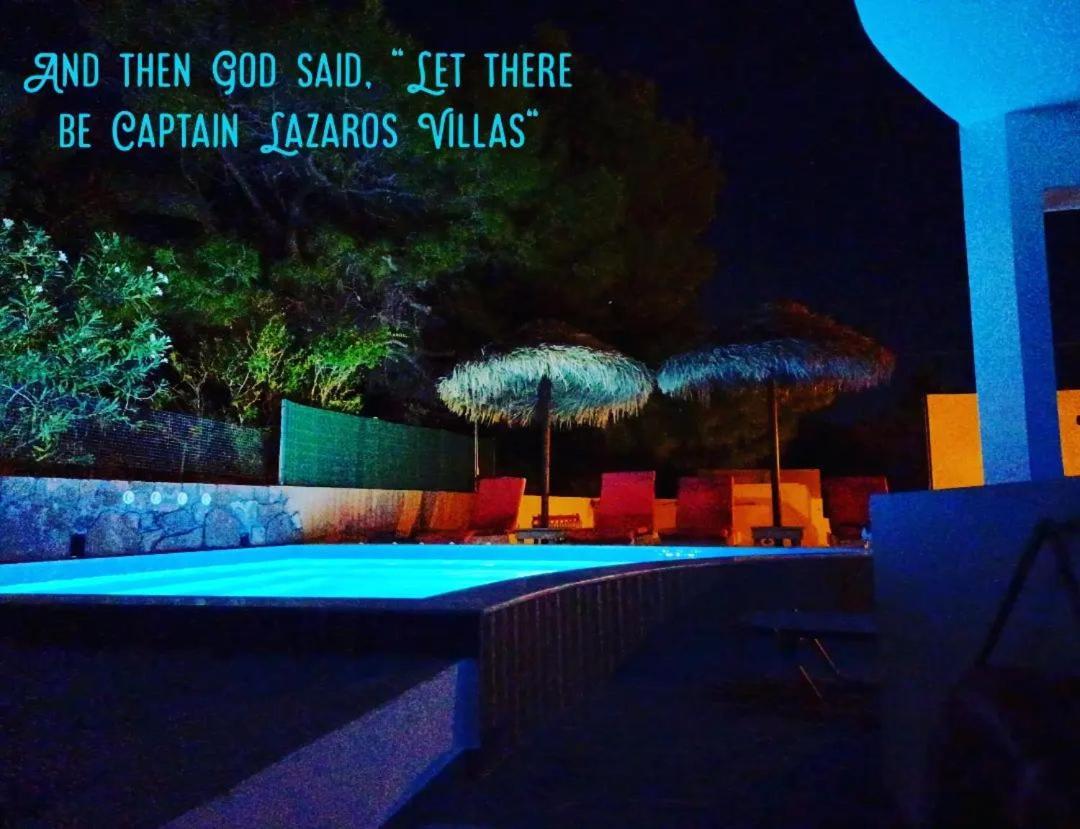 Located By The Sea One Beachfront Private Captain Lazaros Pool Villa With Loft In 750Sqm Spacious Private Plot-Jacuzzi-Sunrelax-Furnished Terace-Gazebo-Private Parking,Sleep 3 Adults And 2 Children, Just Steps From The Black Beach-Seaview Періса Екстер'єр фото