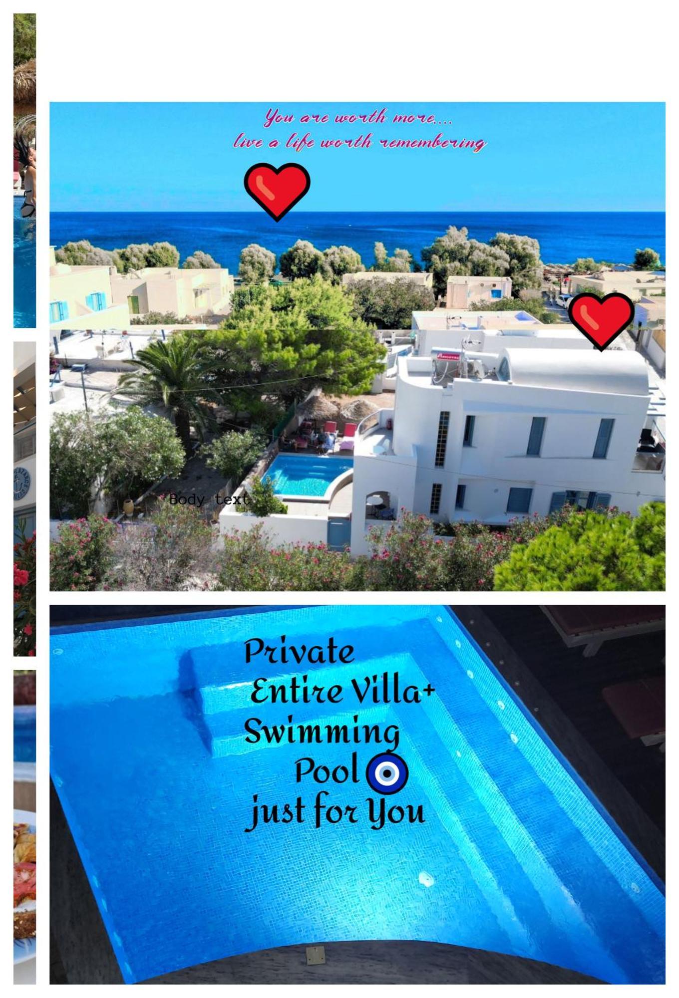 Located By The Sea One Beachfront Private Captain Lazaros Pool Villa With Loft In 750Sqm Spacious Private Plot-Jacuzzi-Sunrelax-Furnished Terace-Gazebo-Private Parking,Sleep 3 Adults And 2 Children, Just Steps From The Black Beach-Seaview Періса Екстер'єр фото